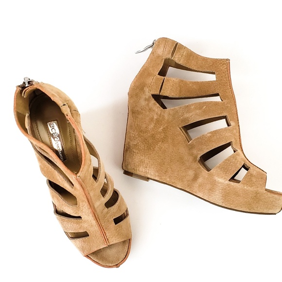 BCBGeneration Shoes - BCBGENERATION Leather Suede Wedge Gladiator Sandal